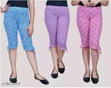 Three-piece set of women's cotton capris in a variety of colors