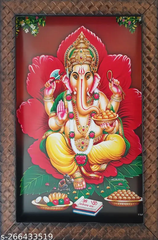 Synthetic resin, 9x12 inch Lord Ganesha photo frame, Indian Ganpati décor