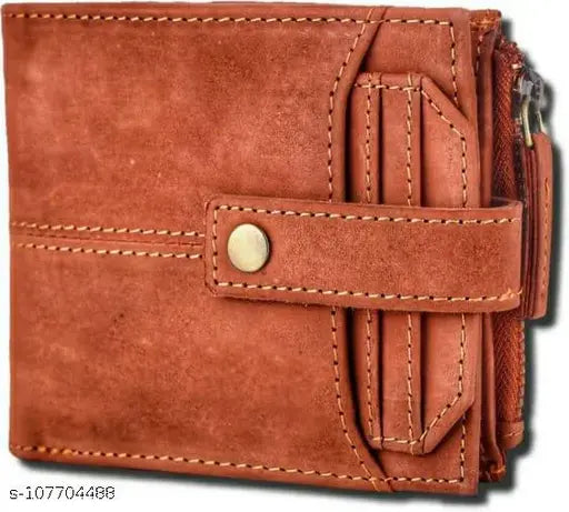 Genuine leather RFID men's wallet, 12 card slots, solid design, free size (11cm x 10cm), premium quality leather accessory