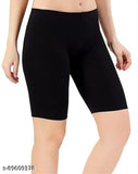 Black cotton Lycra girls' shorts. Fashionable gym or cycling wear with good stretch for comfortable fit