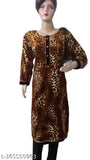 Plus size long sleeve printed kurta with black borders and high collar