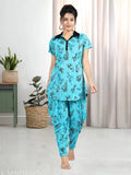 Women's printed polyester nightwear dhoti top with patiala pants, perfect for maternity feeding