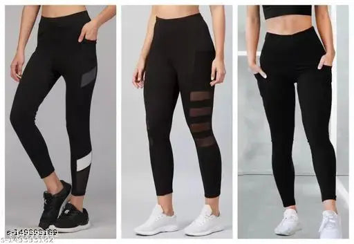 Green Shade Striped Jeggings, stretchable modal material for gym & casual wear