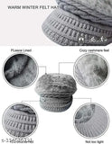 Gray wool furr hat with knit pattern and no size indication, suitable for winter, displayed on mannequin
