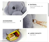 A soft teddy bear sling bag for girls and kids, material: fluffy plush fabric, accessories: chain strap