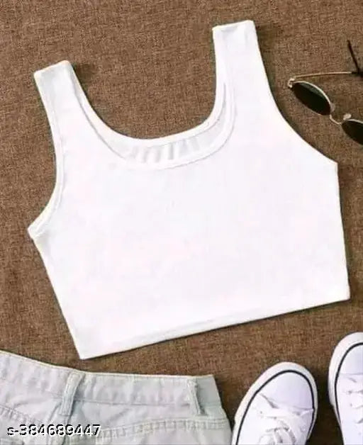 White cotton crop top with round neck, perfect for everyday casual wear. Made from premium 100% bio-washed cotton, crafted in India