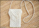 White woven crossbody phone purse