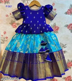 Soft silk kids lehenga with zari stitch and short sleeves, MD BEST FANCY PATTU for 12-18 months to 14-15 years