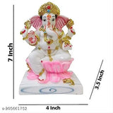 White marble Ganesh idol, 7-inch tall statue for pooja room, Indian craftsmanship