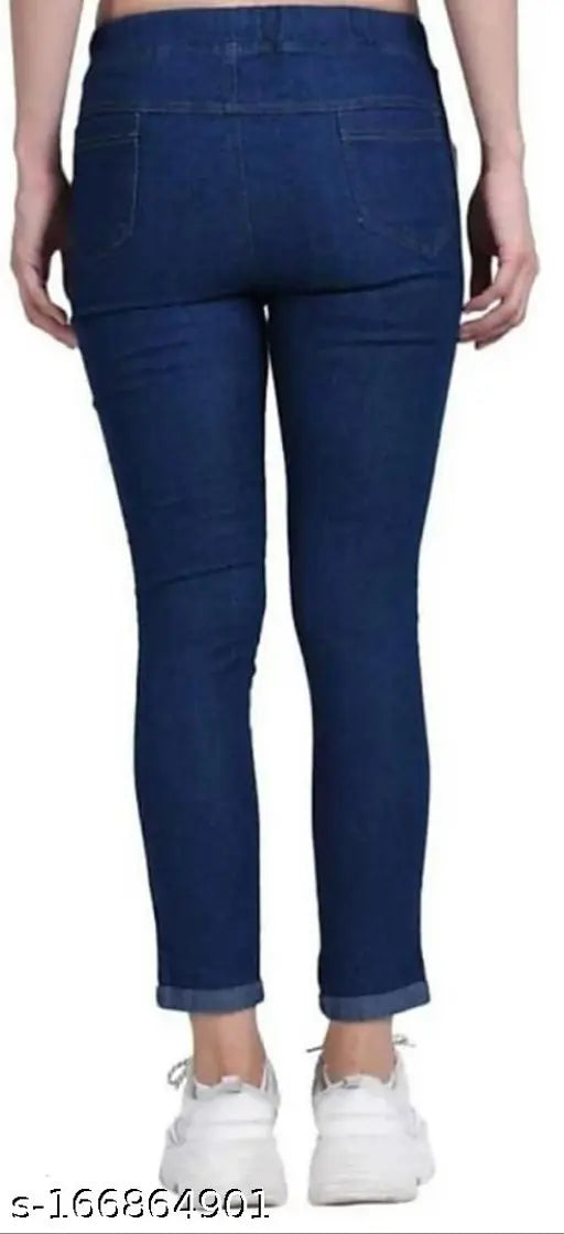 Light star & dark denim tringa patti women's joggers, solid pattern, size 28 (waist 14in, length 28in)