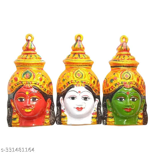 Metal Nava Durga Devi figurines, set of 9, Indian God Idols, 7 inches tall
