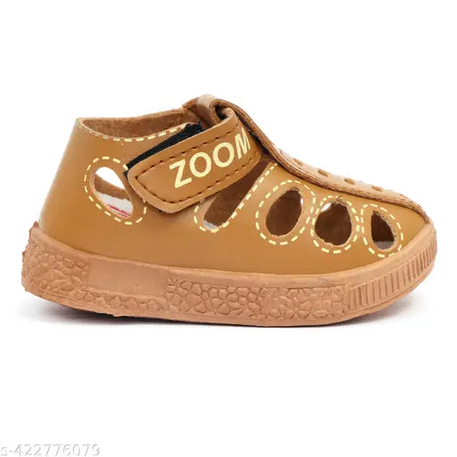 Brown synthetic Velcro indoor outdoor unisex wear flip flop sandals and floaters footwear for kids