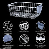 A silver steel dish drying rack