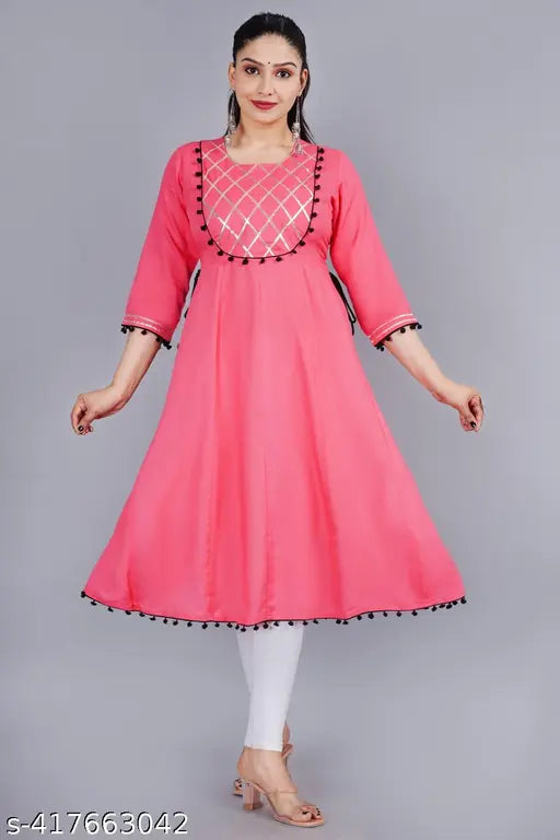 Pink rayon printed maternity dress