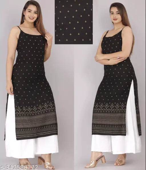 Rayon striped sleeveless kurta for women, single color, sizes XS-4XL. Indian fashion attire on mannequin