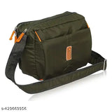 A slim shoulder bag in a dark color with a side pocket, suitable for travel and business, one size fits all