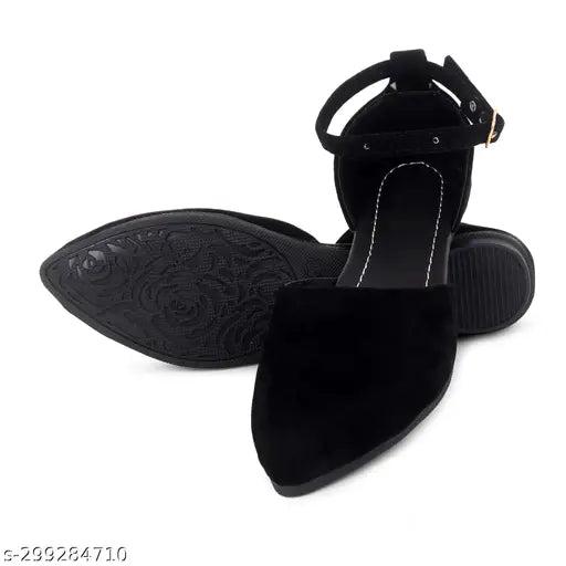 Suede round-shaped sandals by 6ixfeet, ideal for casual party and office wear. Elevate your style with these comfortable, trendy flat ballet flats from India." (124 characters)