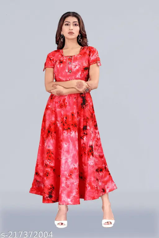 Shibori print pink color rayon umbrella kurti