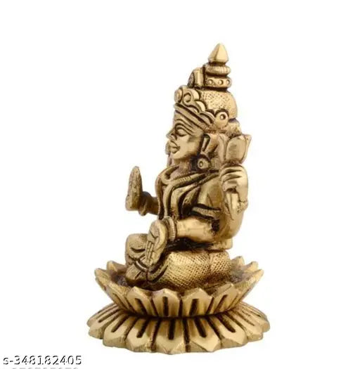 Brass Kamal SSF Sitting Lakshmi Laxmi Ji 3" x 2" x 2", handcrafted Indian Mahalaxmi Idol for Home Office decor or gifting