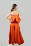 Sleeveless crepe jumpsuit, solid pattern, stylish for parties, available in multiple sizes from XS to XXXL, origin India