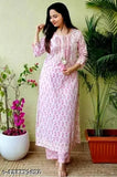 Women's rayon print net kurti pant set with palazzo bottoms, three-quarter sleeves