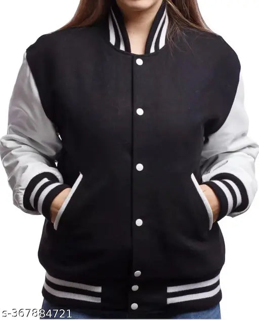 Fleece fleece-lined NY patch varsity jacket, trendy and stylish in XS, S, M, L, XL, XXL sizes