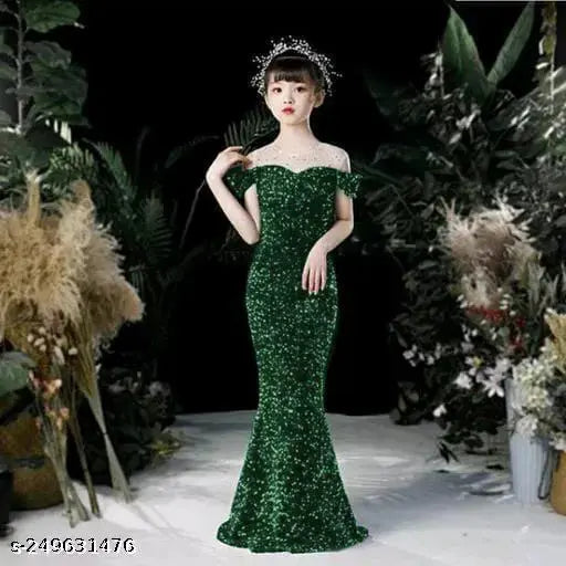 Velvet embroidered net princess gown for girls, short sleeves, sizes range from 3-4 years to 8-9 years, India origin