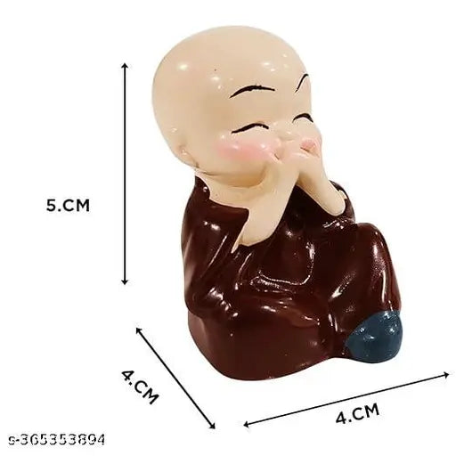 Polyethylene mini Buddha statues - pack of 4 for home decoration or car dashboard showpiece, bringing peace and wisdom