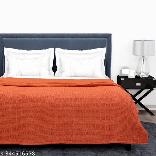 Breathable cotton waffle throw, cozy for sofa, bed or couch. Geometric print, 40x60 inches, ASR super soft