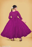 Designer kids net evening gowns, long sleeve solid pattern for special occasions