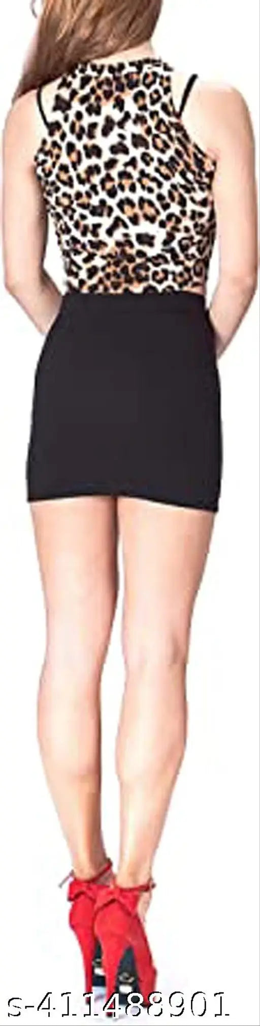 Black cotton blend high-waist mini pencil skirt - trendy and versatile women's formal attire on display