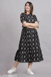 Black printed short kurti dress