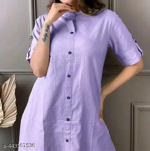 Kantha cotton coord set for women and girls in solid net colors, suitable for casual to formal events. Indian-made Aline Kurti with double side pockets