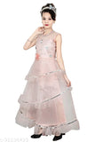 Pink lace party dress with ruffled sleeves