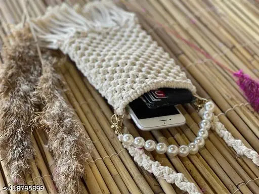 Light brown muskan fabric phone pouch bag