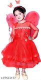 Red and gold dress with butterfly earrings