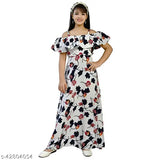 Girl's multi-colored dress in casual and long styles with a floral print, suitable for 910-year-old girls. Perfect for parties and casual events