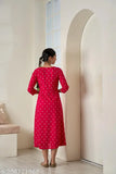 Red embroidered rayon anarkali kurta women's formal wear S36M38L40XL42XXL443XL464XL485XL50