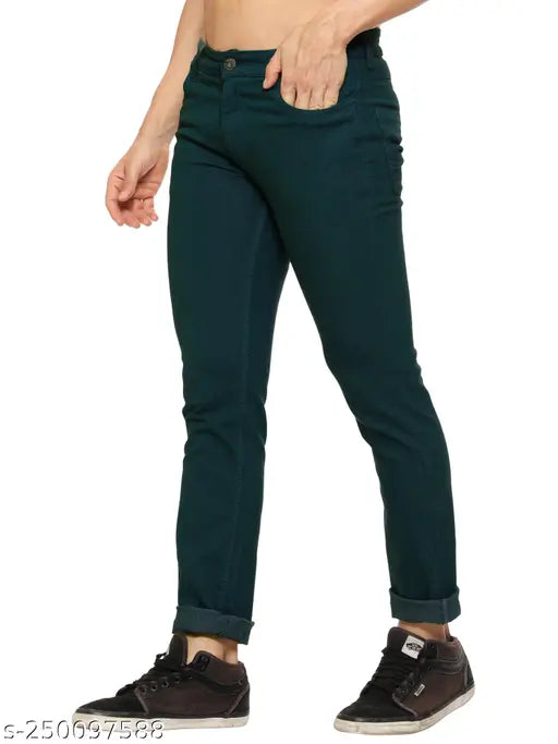 Just black men's cotton blend straight-leg jeans, solid green design - size 28, 30, 32, 36, 40, 42, 44, 46, 48 (waist & length sizes specified)