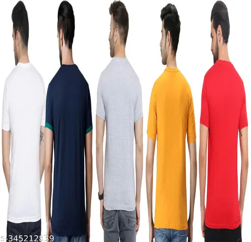 Cotton half sleeve printed combo T-shirt for men, vibrant design on display