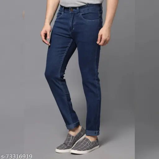 Comfortable solid denim men's jeans from India, size 30x38 or 32x39