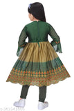 Green and yellow Indian dress with paisley embroidery