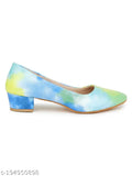 Synthetic leather women's casual bellies pumps, printed design, comfortable heel, durable quality, Indian origin (IND sizes 3-8)