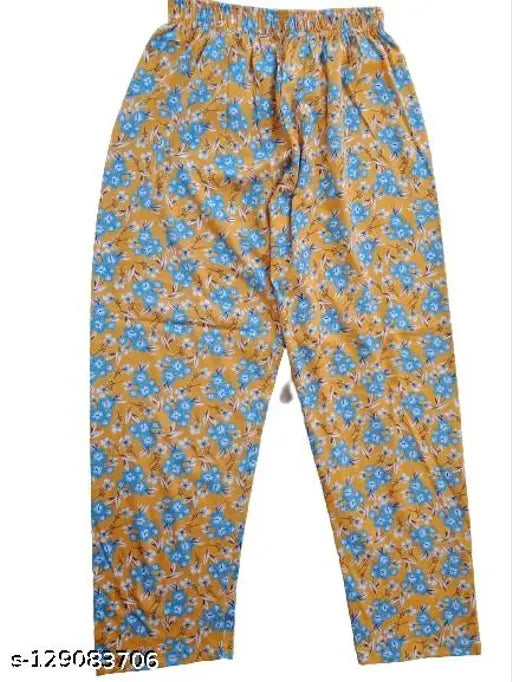 Soft cotton printed girls track pant pajamas with assorted color and design combo for daily wear, night wear, summer wear