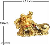 Golden multicolor polyresin Laughing Buddha showpiece, enhancing Vastu decor with a height of 5 cm & width of 10 cm