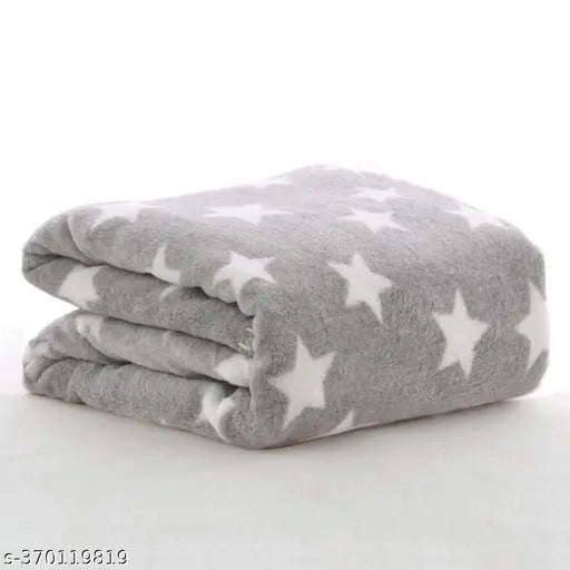 Star Grey Fleece Geometric Baby Blanket (75cm x 100 cm, 0-9 Month), ideal for winter, Sensitive Skin, self-comfort, and growth