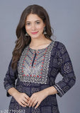 Woman Rayon Embroidery Work Bandhani Print Kurta | Pack- 1 Kurta Only