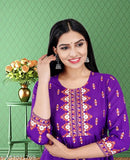 Vibrant printed rayon Anarkali kurtis for women and girls, available in multiple sizes from S to XXXL. Made in India