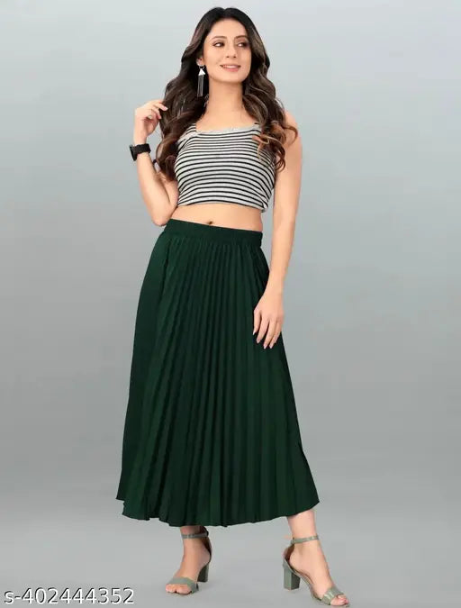 Crepe women's latest trending skirt, solid pattern, size 28-34, India origin