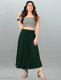 Crepe women's latest trending skirt, solid pattern, size 28-34, India origin